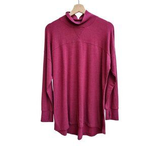 L.L.Bean Red Burgundy Long Sleeve Turtleneck Tunic Top, Soft Modal Blend, Size L
